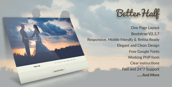 Betterhalf - A Wedding Agency Onepage Bootstrap Template