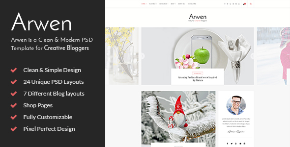 Themeforest Arwen Creative Blog PSD Template 19508579