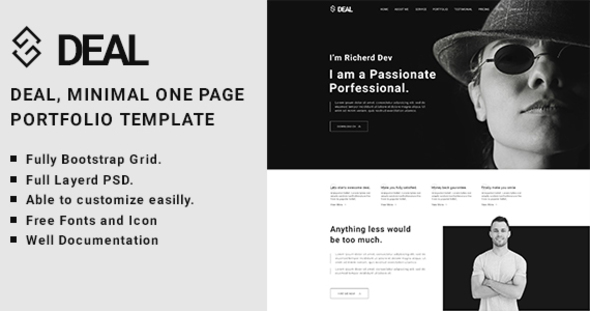 DEAL Minimal One Page Portfolio Template