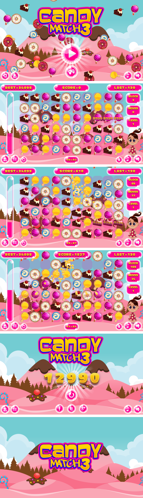 Donut Crush Saga - HTML5 Game + Android + AdMob (Construct 3 | Construct 2 | Capx) - 3