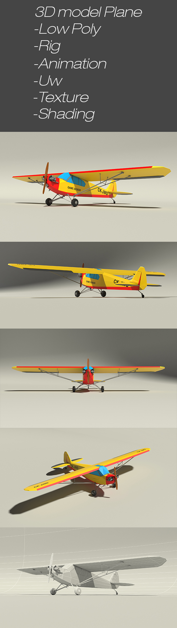3docean 3D Model Plane with propeller 19524363