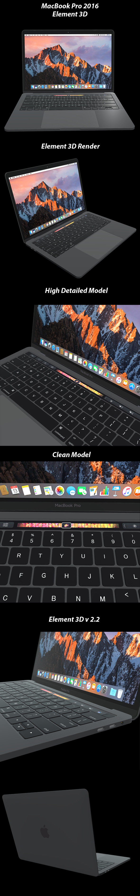 Element 3D - MacBook Pro 2016 - 3DOcean Item for Sale