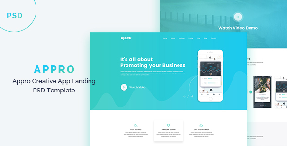 APPRO - Creative App Landing PSD Template