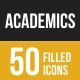 Academics Filled Low Poly B/G Icons