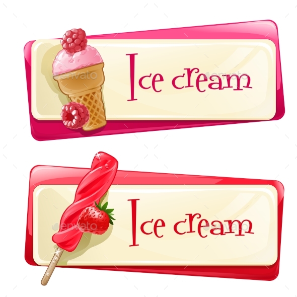 Vector Set of Banners with Ice Cream