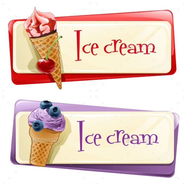 Vector Set of Banners with Ice Cream