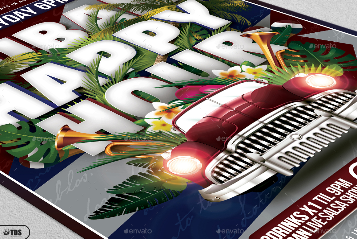 Cuban Happy Hour Flyer Template by lou606 GraphicRiver