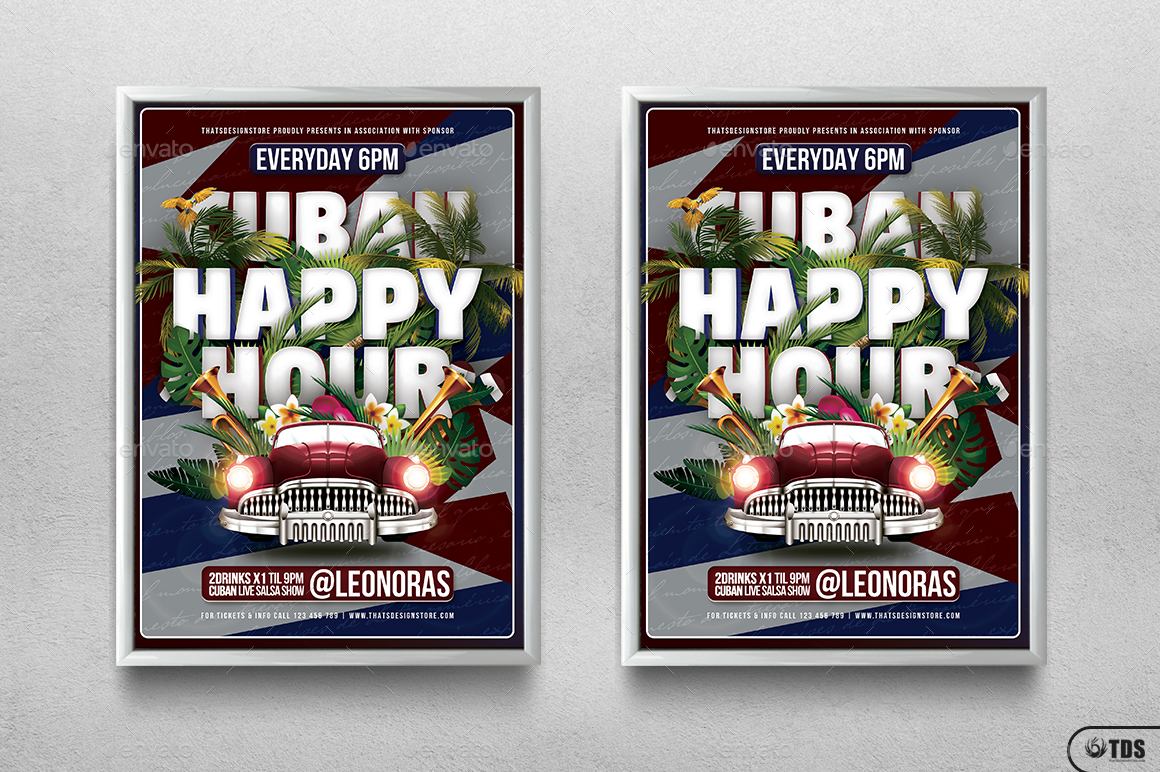 Cuban Happy Hour Flyer Template by lou606 GraphicRiver