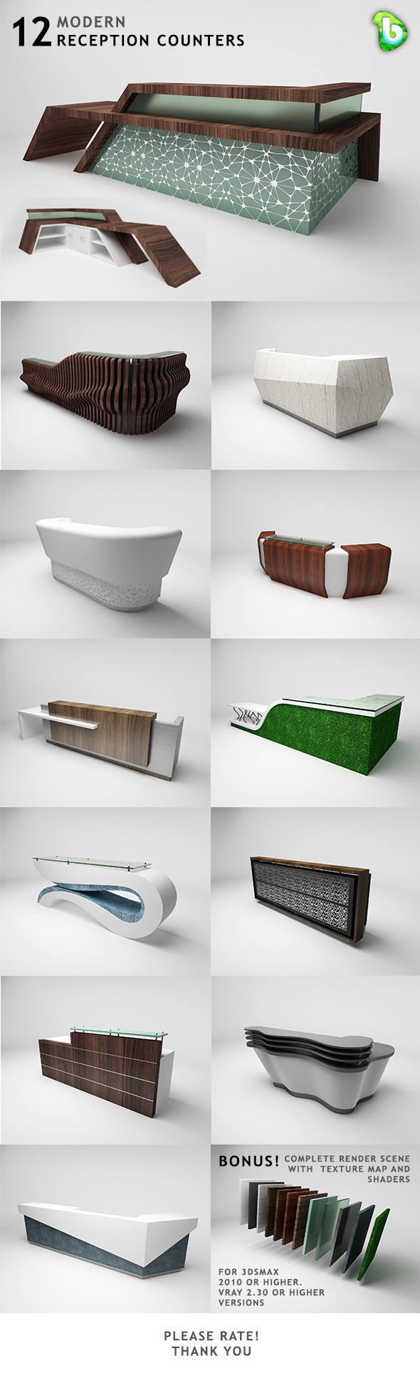 3docean 12 Modern Reception Counters Compilation 19556250