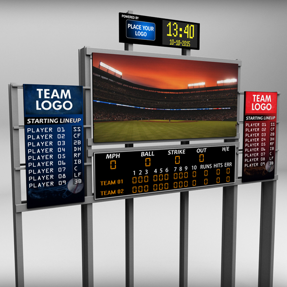 Baseball stadium scoreboard low poly - 3DOcean Item for Sale