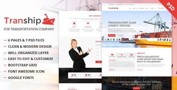 Tranship - Shipping / Logistics / Transportation / Business PSD Template