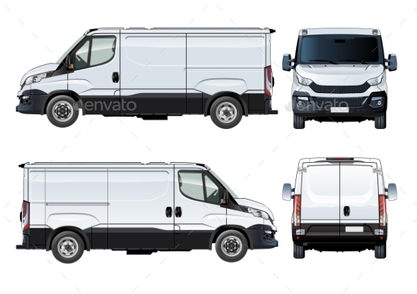 Vector Van Template Isolated on White