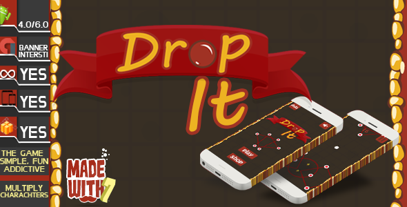 Drop It Game Template | Admob (Banner + Interstitial ) +in game purchase