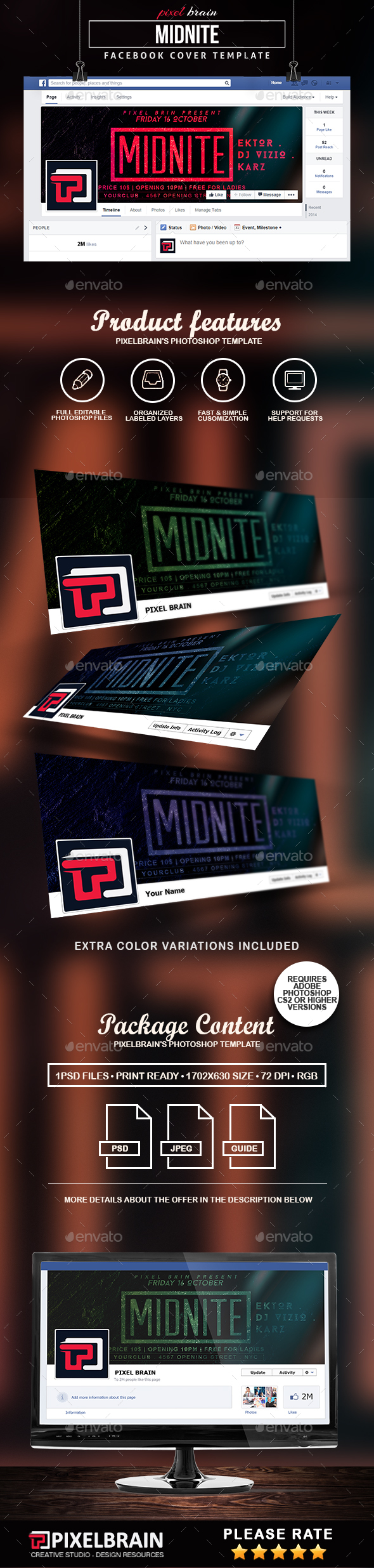 Graphicriver Midnite Facebook Cover Template 19575300