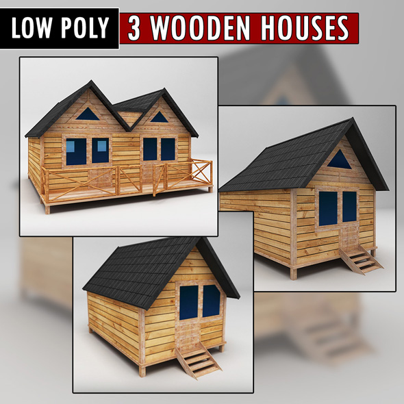 Wooden Houses Pack low poly - 3DOcean Item for Sale