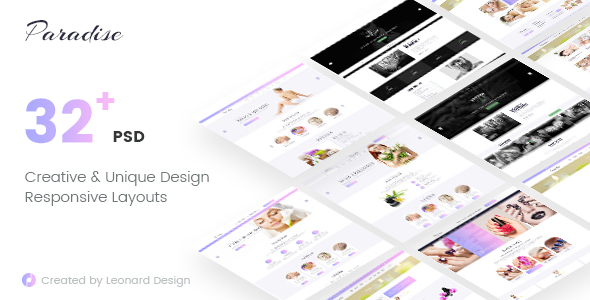 Paradise | Multipurpose Beauty & Spa, HairCut, Nail, Tattoo Psd Templates