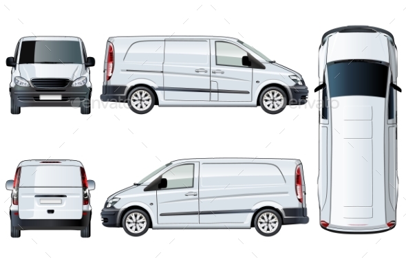 Vector Van Template Isolated on White