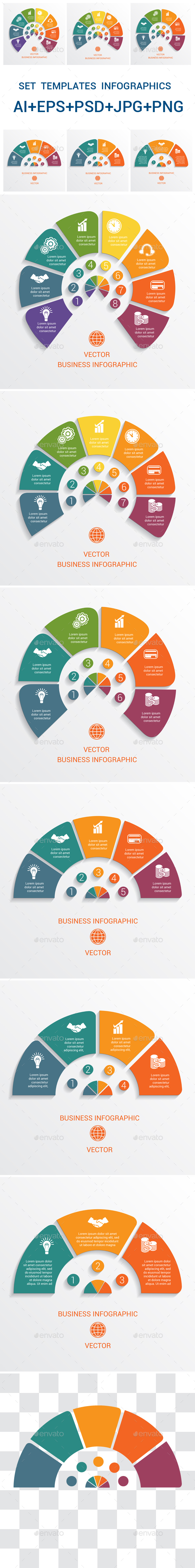 Data Elements For Template infographics 3,4,5,6,7,8, positions.