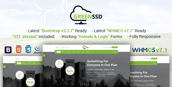 GREENSSD | Multipurpose Technology, Hosting Business with WHMCS Template