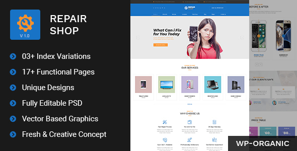 Themeforest Repair Shop - Mobile & Gadget Repairing PSD Template 19633788