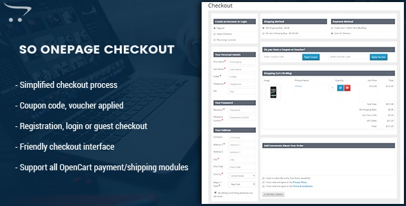 OnePage Checkout - Creative One Page Checkout OpenCart Module