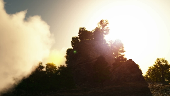 Videohive Rocks and Forest in Cloud Fog 19637690