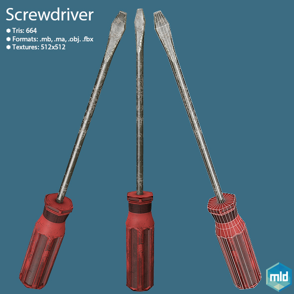 3DOcean Low Poly Screwdriver 19639153