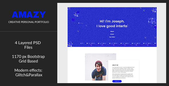 Themeforest Amazy — Trendy and Creative PSD Personal Page for Designers, Illustrators and Developers 19643014
