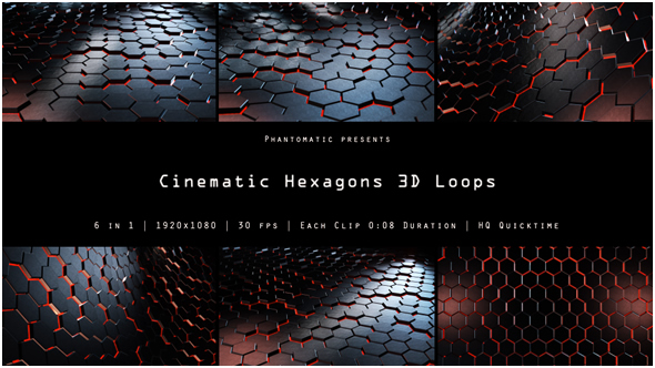 Videohive Cinematic Hexagons Red Pack 19645345