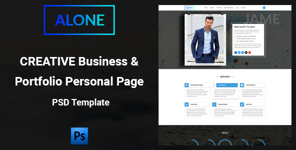 Themeforest Alone - Creative Business & Portfolio Personal Page PSD Template 19569914