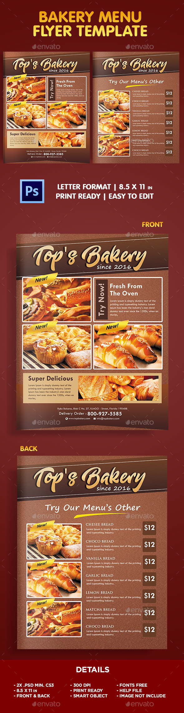 Bakery Menu Flyer Template