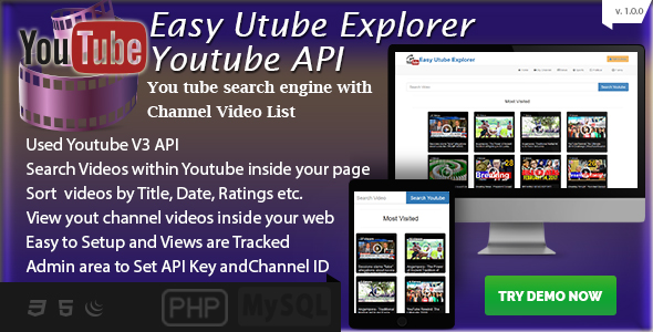 Easy Utube Explorer - Youtube API based Channel and Search