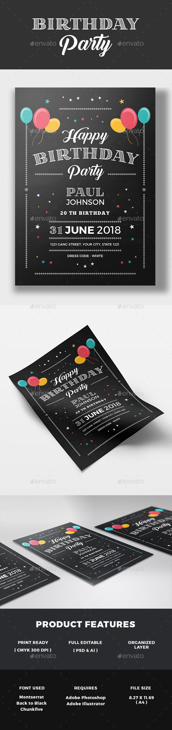 Chalkboard Birthday Invitation