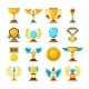 Vector Color Trophy and Awards Icons Set on White