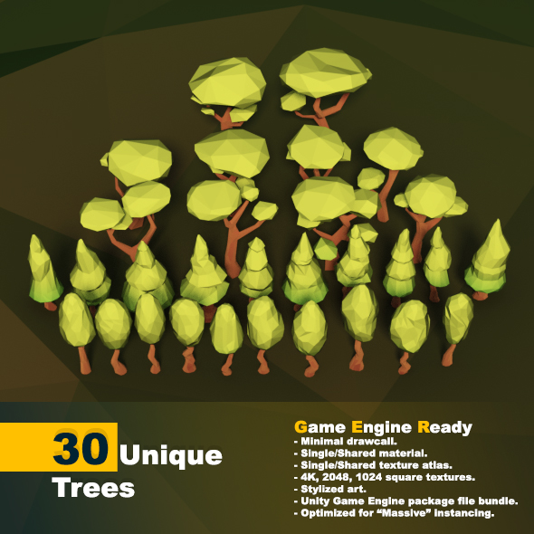 3DOcean Low Poly Trees Pack 19665571
