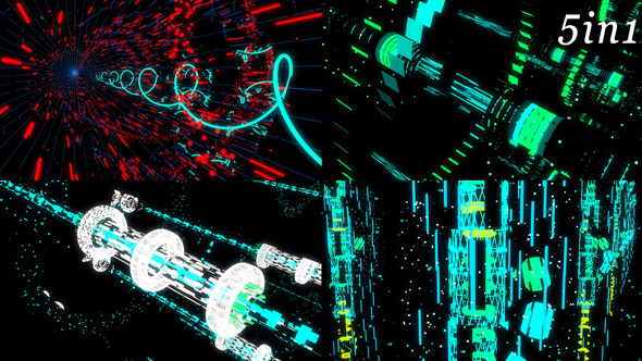 Videohive Techno Space - VJ Loop Pack (5in1) 19668256