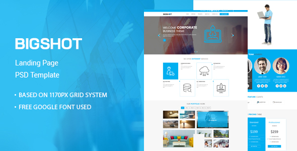 BigShot - One Page Creative PSD Template