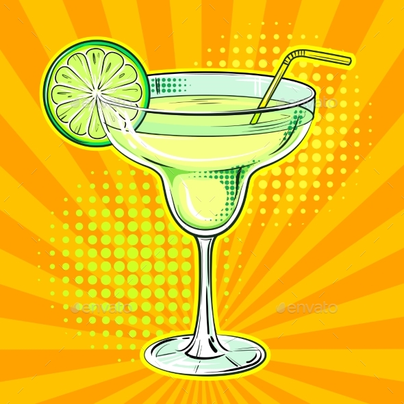 Liquor Alcohol Cocktail Pop Art Vector