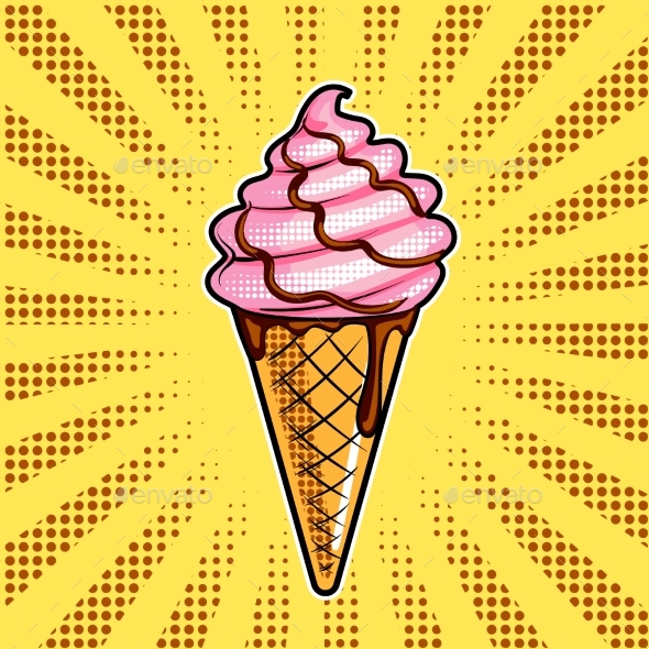 Ice Cream Pop Art Vector Illustration