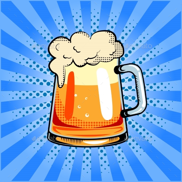 Mug of Beer Pop Art Vector Illustration