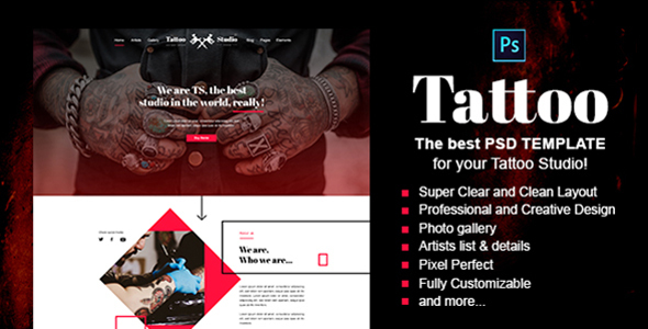 Tattoo - Tattoo Studio PSD Template