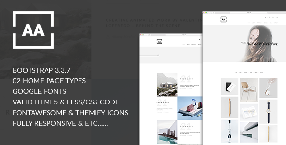 AA - Creative, Minimal, Stunning Designed Responsive HTML5 Portfolio Template
