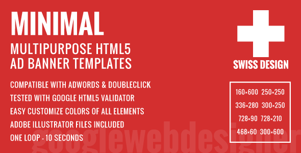 Swiss Design - Minimal Multipurpose HTML5 Ad Banner Templates