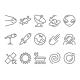 Space and Astronomy Thin Line Flat Icons Set