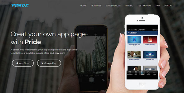 PRIDE - Responsive App Landing Page