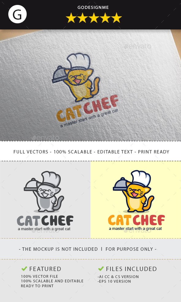 cat chef logo design