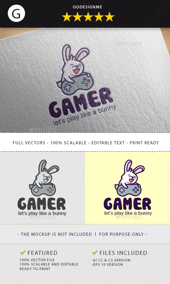 Rabbit Gamer Logo Design