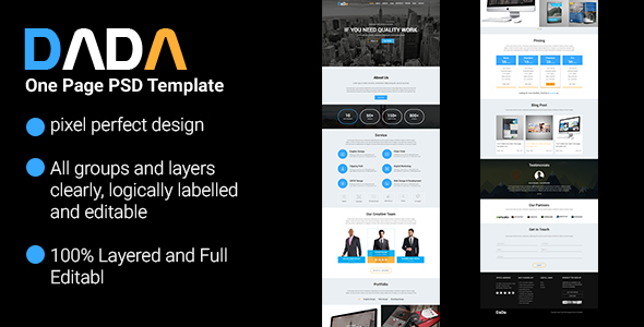 DaDa One Page PSD Template