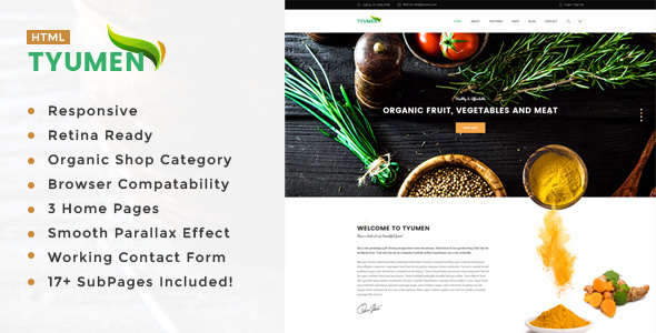 Tyumen - Organic Food, Agriculture, Farm Services and Beauty Products HTML Template