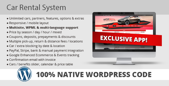 Car Rental System (Native WordPress Plugin) - CodeCanyon Item for Sale